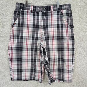 Southpole Plaid Shorts Mens 34 Red Black White Y2K Skater Streetwear Casual